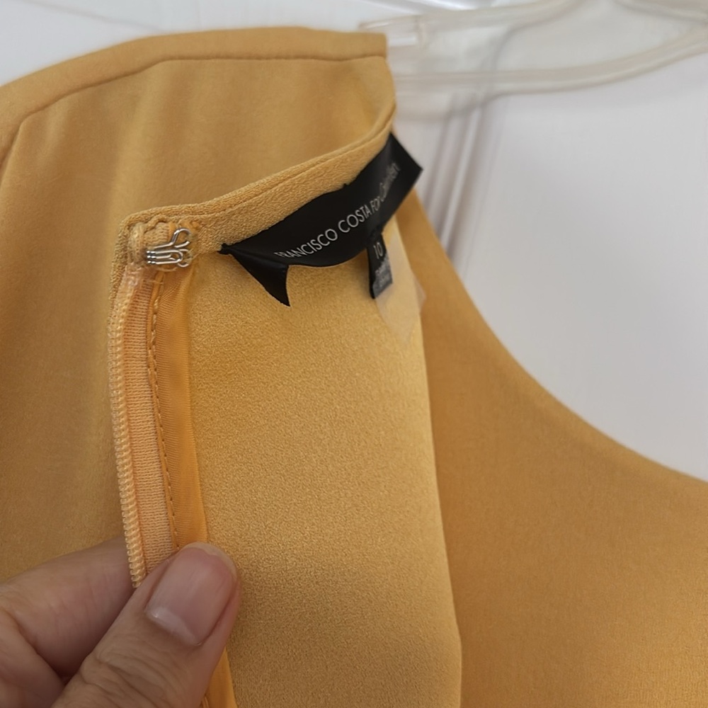 Francisco Costa For Calvin Klein Mustard Yellow Dress- SIZE 10 - Picture 12 of 17